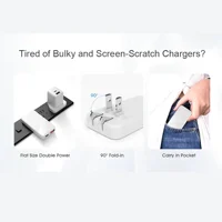 Flat USB C Wall Charger 65W GaN USB-A USB-C Wall Charger Ultra Slim Folding Travel Dual Port USB Wall Charger For Phones Tablets 5