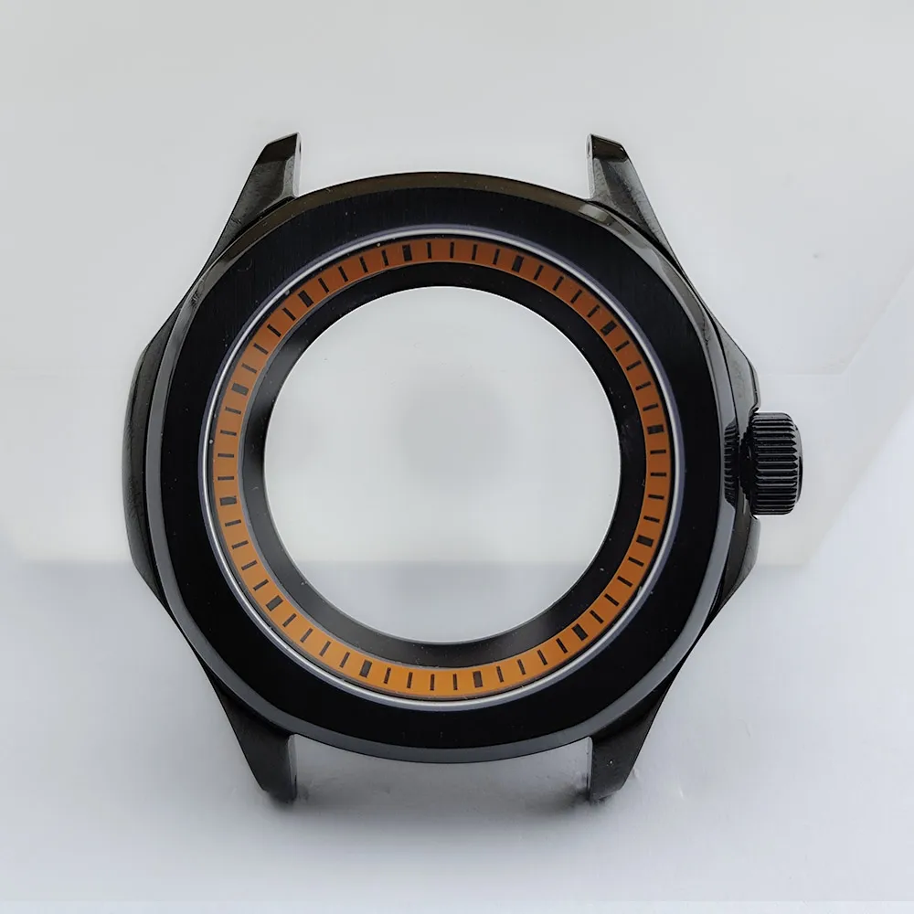 Black Steel Watch Case with Sapphire Glass and Chapter Ring, 39.5mm