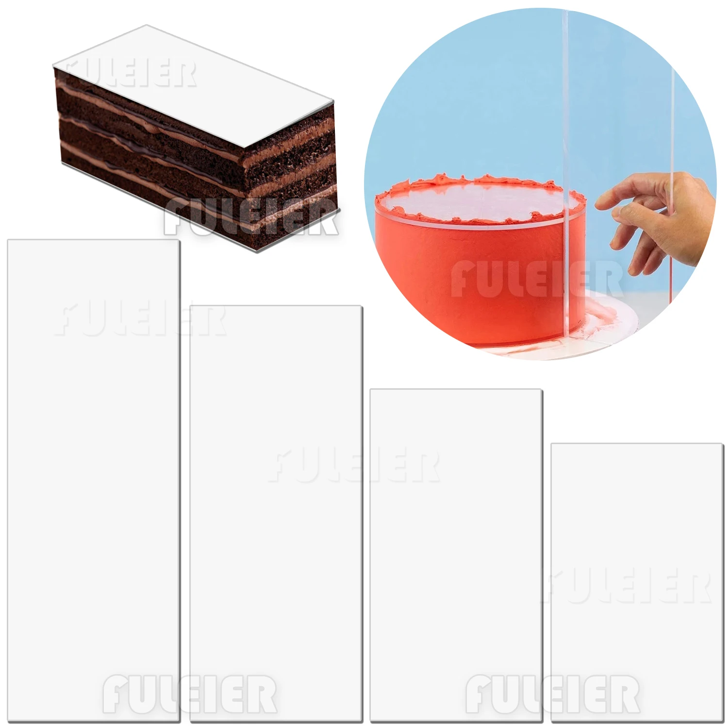 Acrylic Cake Cream Scraper,Rectangle Acrylic Cake Disks Art Blank Board Cake Mold Decoration Tool Cake Tray Stand Baking Tool