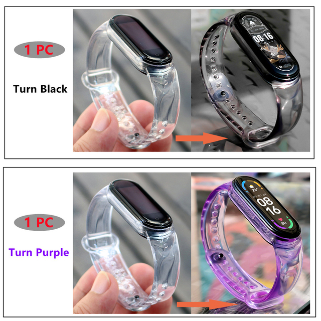 Color Change Strap For Xiaomi Mi band 5 6 Replacement Smart watchband Bracelet for Mi band 6 5 Strap Wristbands Pulseira