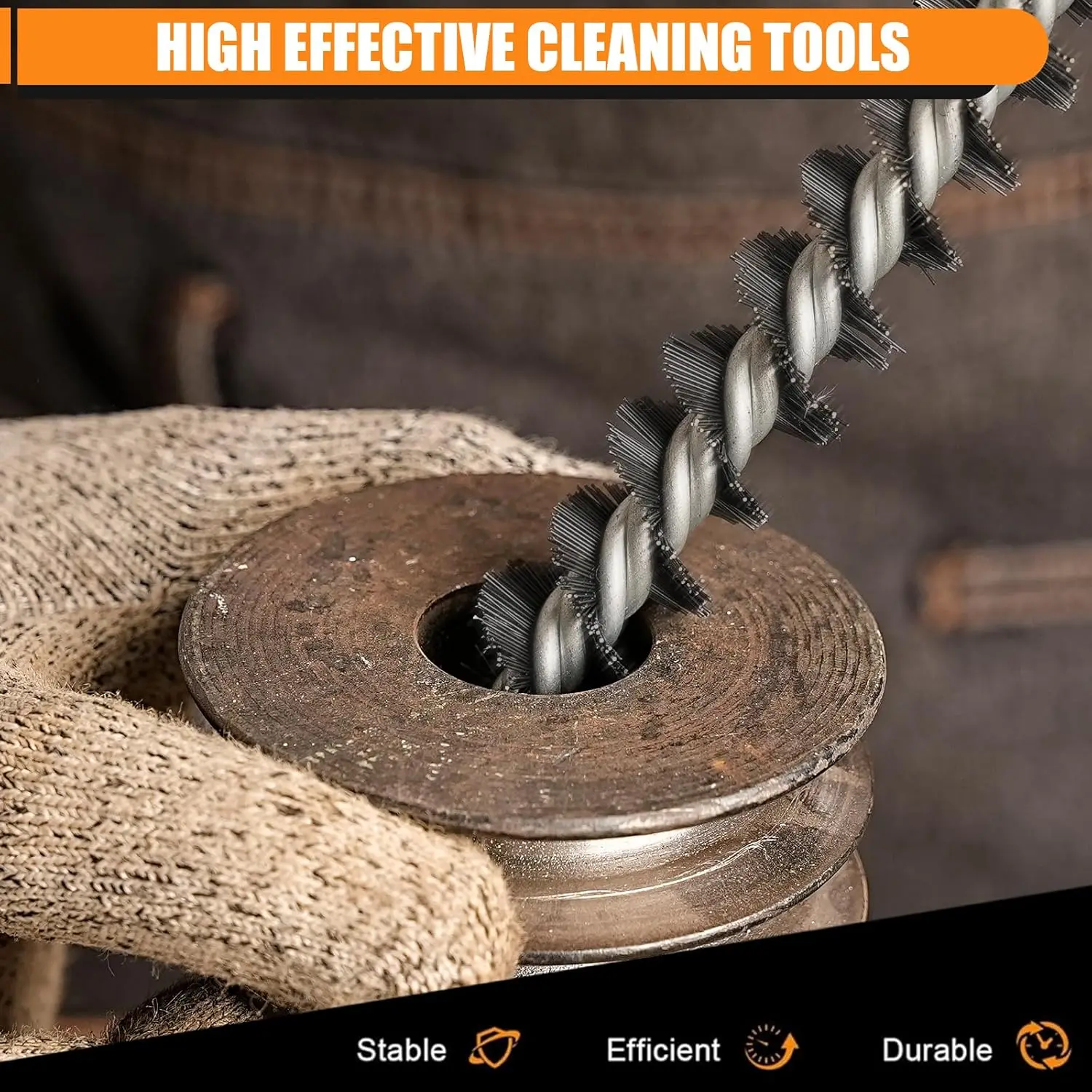 Premium Stainless Steel Wire Cleaning Brush with M12 Thread - Ideal for Polishing Pipes and Cylindrical Surfaces