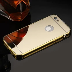 Luxury Metal Plating Aluminum Frame with Mirror Back Phone Case for 6plus 6S plus (Gold)
