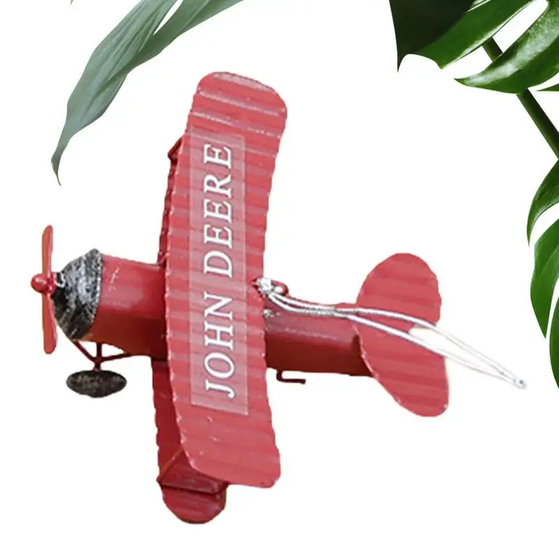 Mini Aeroplano Ornamento Aliante In Ferro Battuto Modello Biplane Decor Ciondolo 10*9*5Cm Mini Metallo Vintage Aereo Artigianato In Ferro Per Cafe