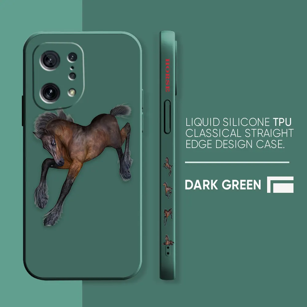 thumbnail image 1 of Case For OPPO FIND X6 X3 REALME X7 X50 RENO 2 4Z 4 6 Lite 5Z 5F 4G 5G PRO Liquid Silicone Case Galloping Horses, 1 of 5