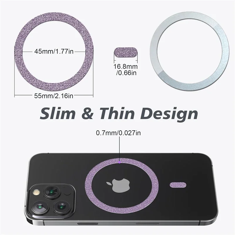 Sparkling Magnetic Ring Stickers: Wireless Charger & Phone Holder Enhancement Set (3-Pack)