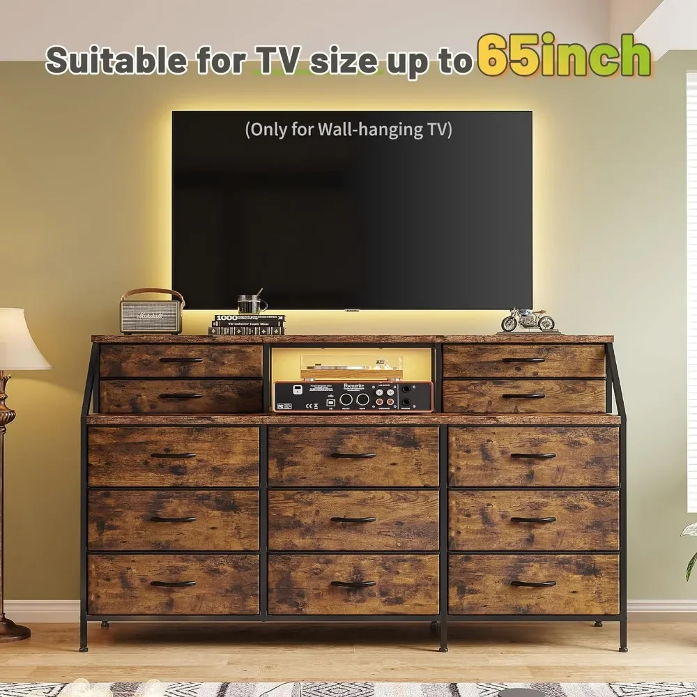55” Wide Dresser for Bedroom with 13 Large Drawers And 2 Shelves - Storage Chest Dressers Combination for Bedroom Organization 5