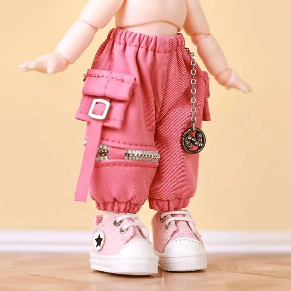 With Pockets OB11 Trousers Daily Casual Chain Overalls Doll Cargo Pants Elastic Waist Doll Outfit Obitsu 11 Clothes