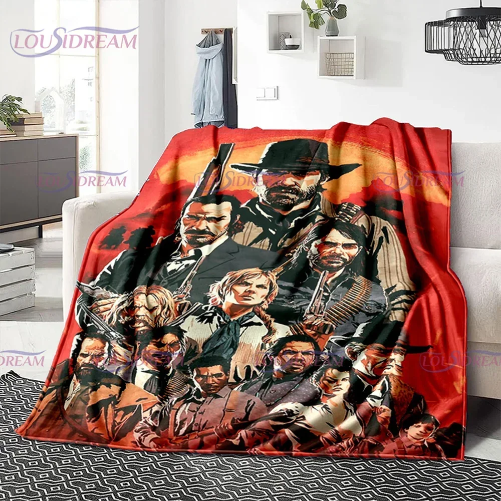 Game Red Dead Redemption Series Blanket John Marston Blanket Flannel Decoration Home Bedspread Cowboy Characters Blanket 3