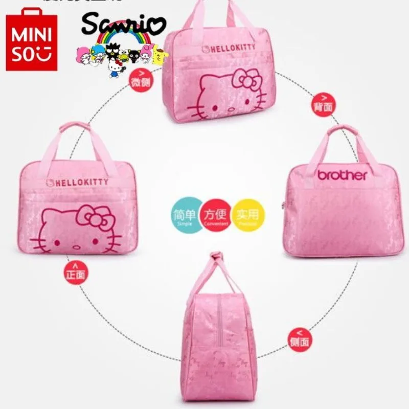Miniso Hello Kitty New Travel Bag Fashionable High Quality Travel Storage Bag Large Capacity Multi Functional Home Storage Bag