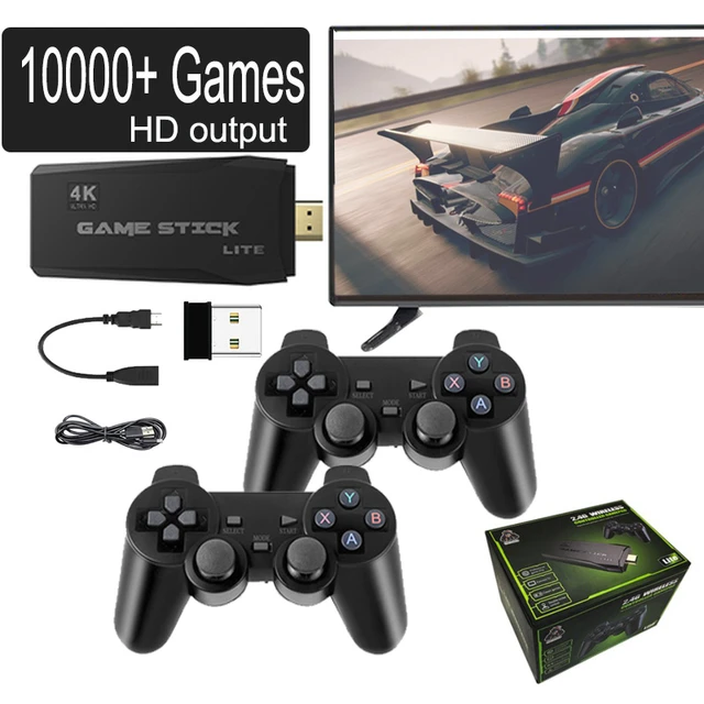 Game Stick 4K Retro Video Game Console Wireless Controllers TV HD 10000+  Games Handheld Game Console For PS1/MAME/GBA Emulators