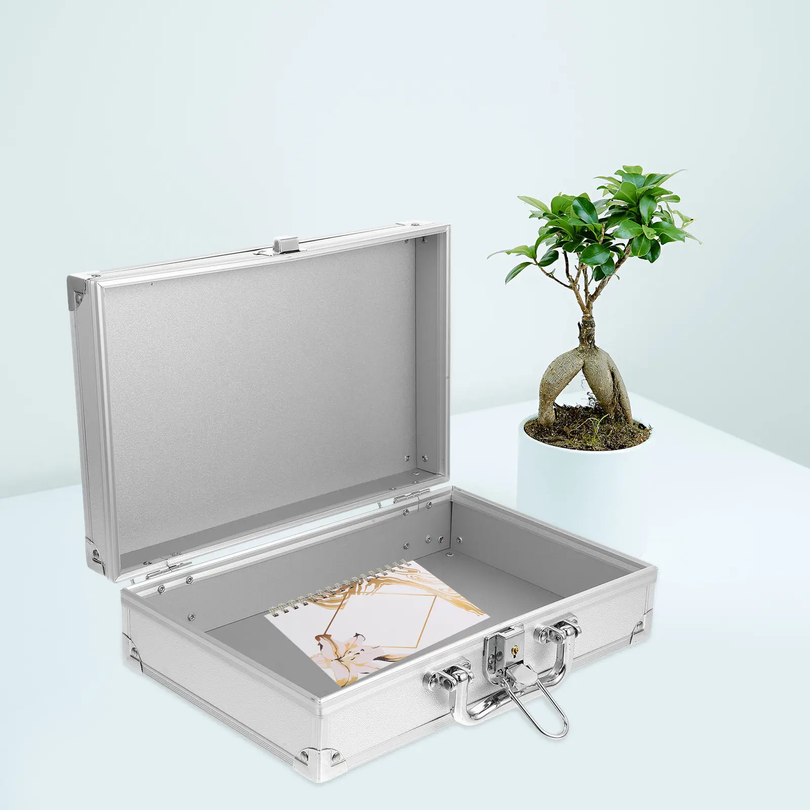 알루미늄 합금 도구 상자 잠금 가능 미니 서류 가방 비상용 노트북 도구 보관 케이스 여행용 정리함 휴대용 금속 운반 상자