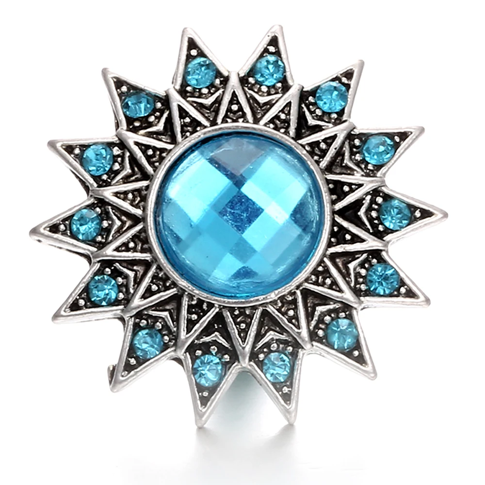 15pcs Colorful Sunflowers Crystal 18mm Snap Buttons Fit Snaps Bracelet  Necklace DIY Charms Jewelry
