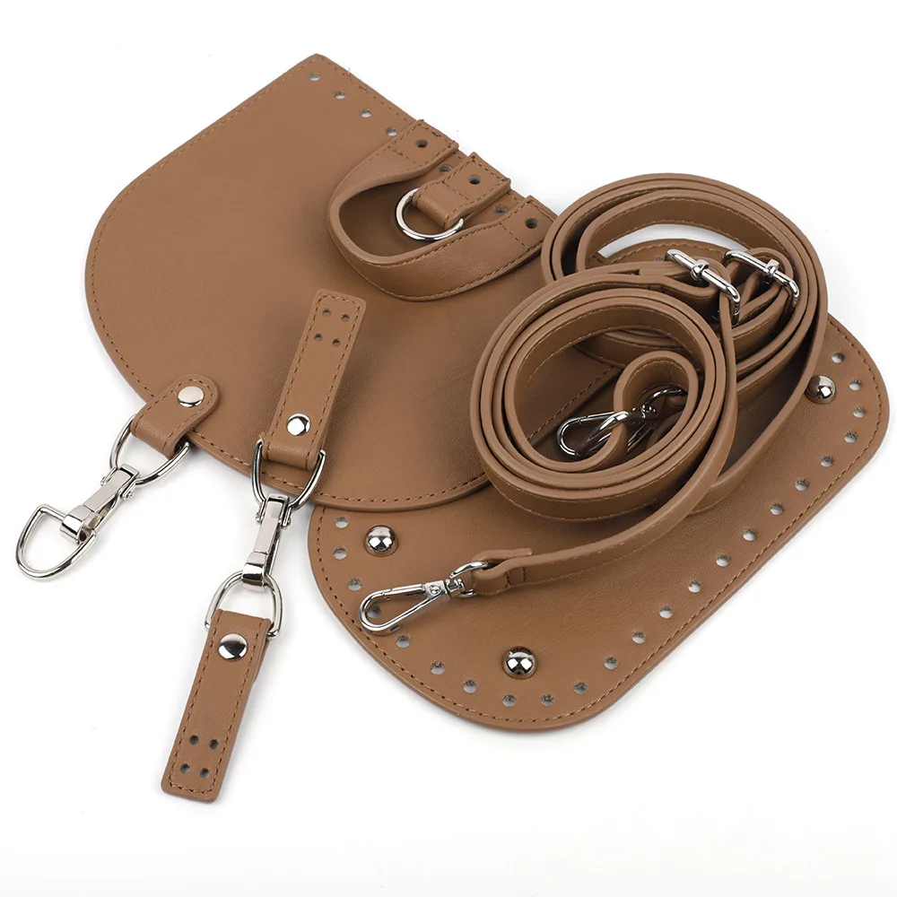 1 Set DIY Handmade Handbag Bag Set Leather Bag Bottoms with Shloulder Straps Women Backpack Braided Hardware Accessories