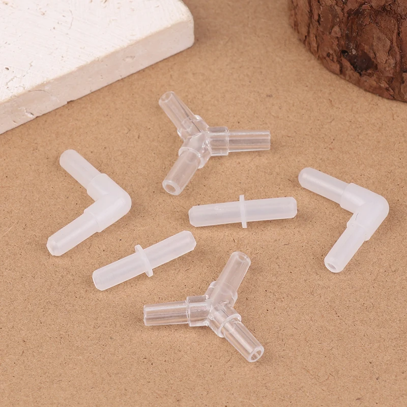10Pcs 수족관 에어라인 튜브 커넥터 플라스틱 밸브 조인트 물고기 탱크 4CM ID 에어 라인 호스용 투명 에어 튜브 어댑터