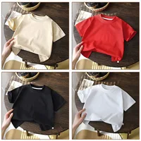 Été solide enfants coton décontracté à manches courtes blanc rouge noir T-shirts filles bébé vêtements enfants garçons enfant en bas âge hauts de haute qualité 5