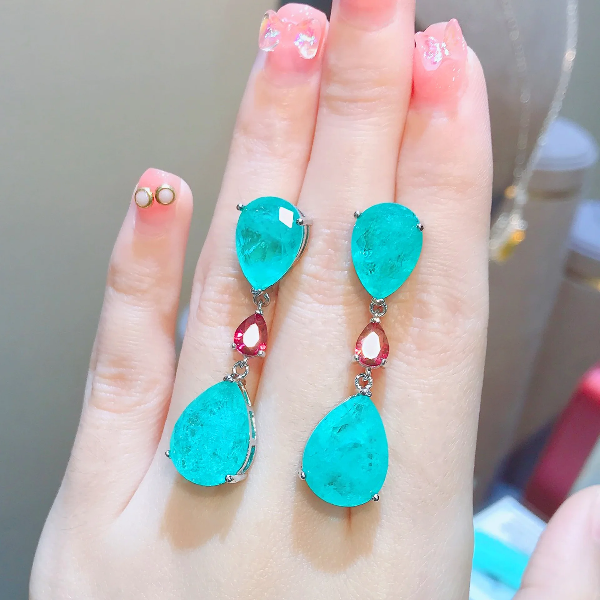 Emerald Earrings for Girls 925 Silver Luxury Designer Jewelry Wedding Party Accessories Gift