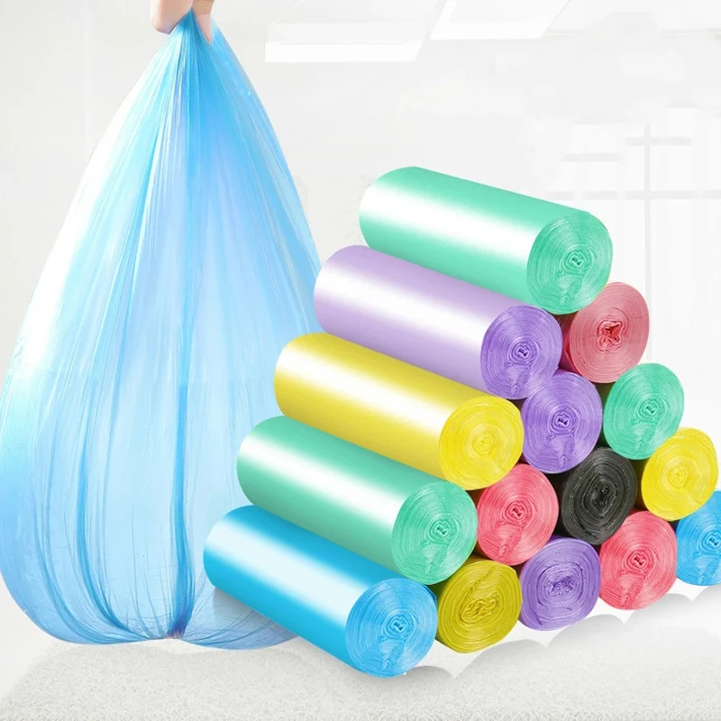 Mixed Color Thicken Disposable Garbage Bags 300PCS Kitchen Storage Trash Can Liner Bags Protect Privacy Plastic Waste Bag