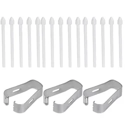 Premium Touch Stylus Replacement Nibs with Clip - Metal Spare Tips (White 15PCS)