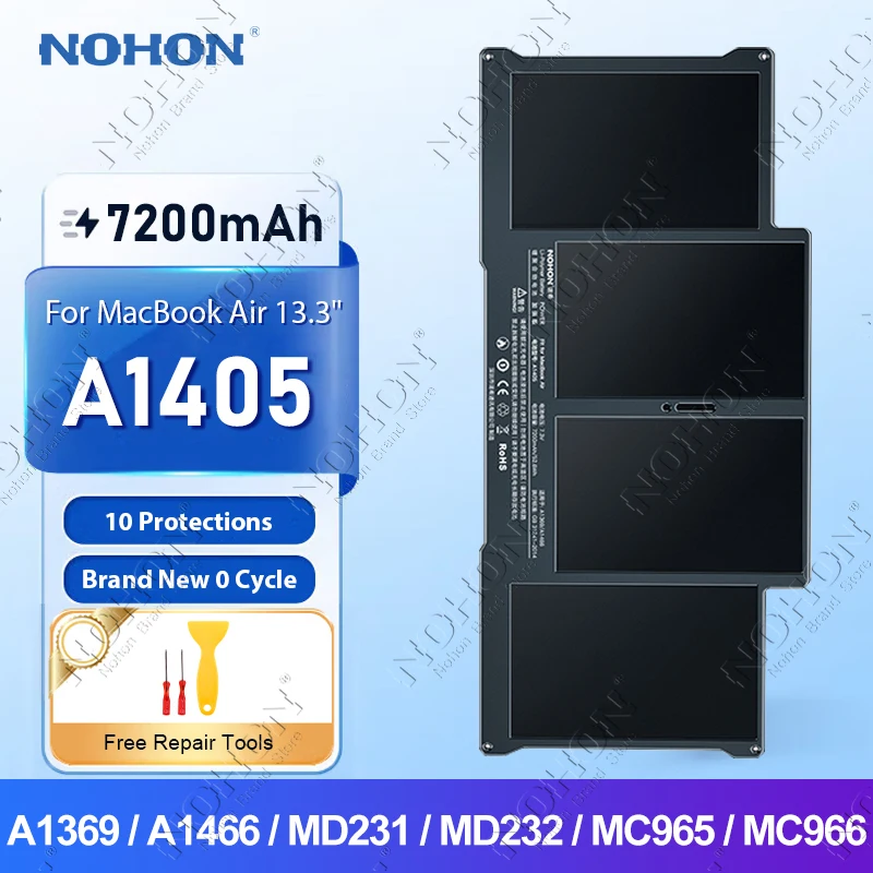 NOHON A1405 A1496 Laptop Battery For Macbook Air 13" A1466 A1369 MC503 MC504 MC965 MC966 MD760 MD761 Bateria