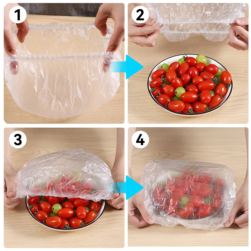Disposable Food Cover Plastic Wrap Elastic Food Lids For Fruit Bowls Storage