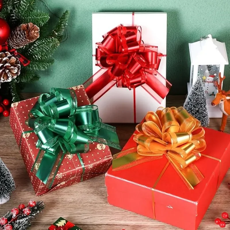 10/1PCS Pull Bows Gift Knot Ribbon for Christmas Ornament Gift Box Wrapping Birthday Party Wedding Decoration ribbon bow decoration christmas bow ornaments