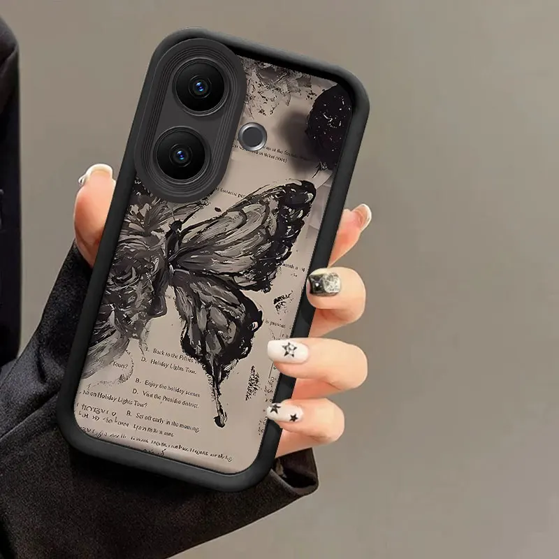 Flexible Silicone Shockproof Case with Scrawl Butterfly Print Pattern