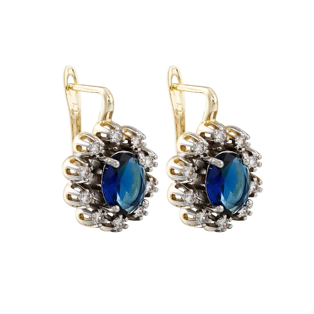Ovale Zirkonia-Ohrringe und Ring-Set im Vintage-Stil, Modeschmuck, Kupfer vergoldet mit 14K Gold, für Partys, Hochzeiten, Bankette und Feiertagsdekoration – Detail 9