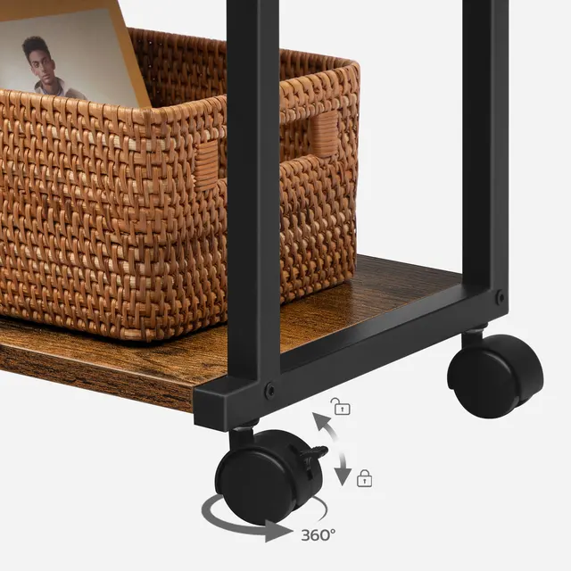 Tavolo stampante HOOBRO carrello stampante a 3 livelli con ruote supporto per stampante regolabile in altezza con 3 ripiani e 2 ganci per l'home Office 5