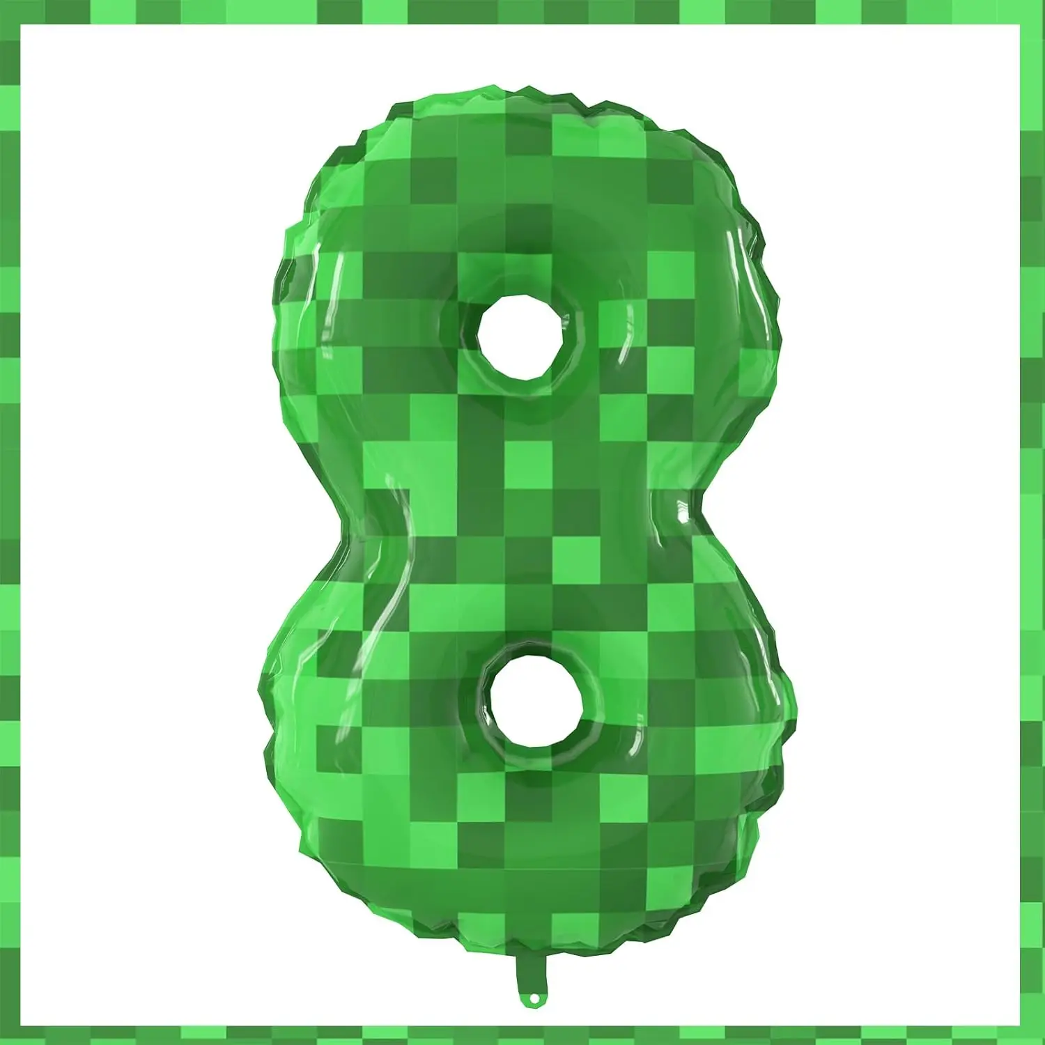 Giant 40-Inch Green Pixel Foil Number Balloons - Birthday Party Decoration