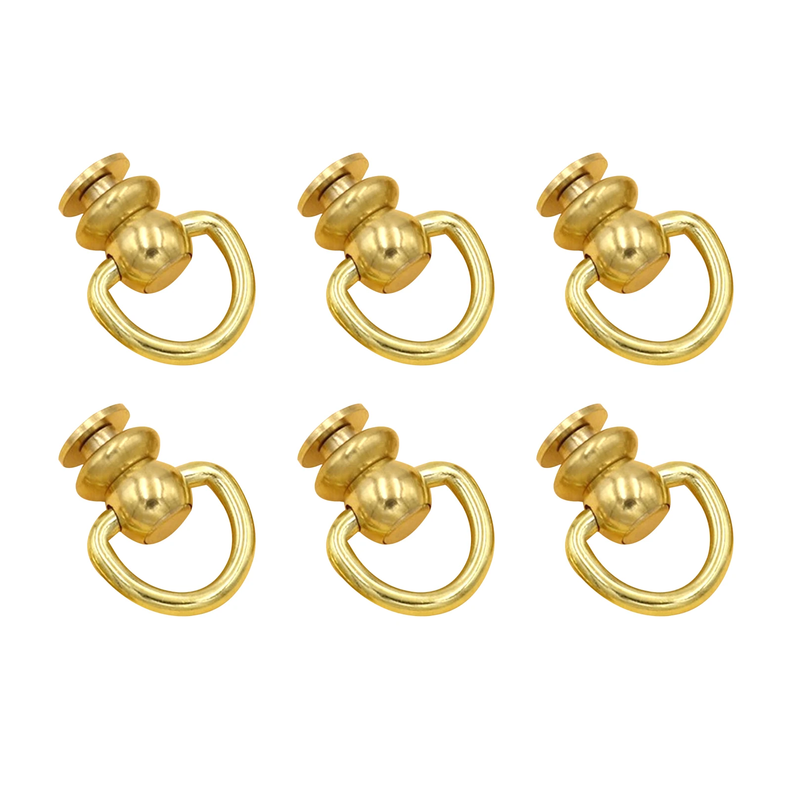 

6pcs Connecting 360 Degree Rotation Easy Install With D Ring Button Solid Brass DIY Wear Resistance Ball Stud Leathercraft Rivet