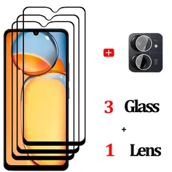 Tempered Glass Screen & Camera Protector for Redmi 14C (3 Glass Plus 1 Lens)