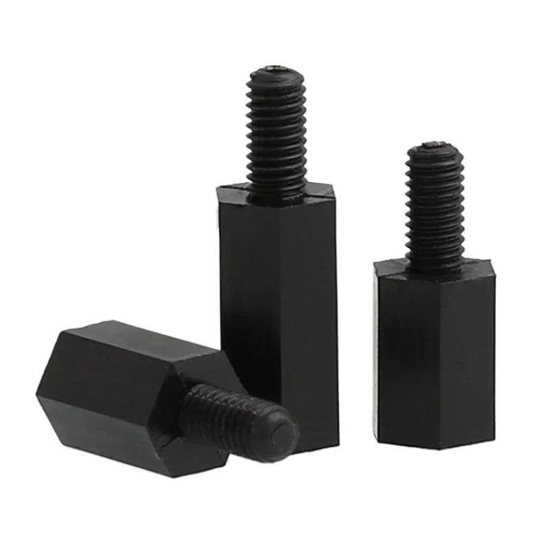 Black Hexagonal Nylon Spacer and Support Post Set with Screws