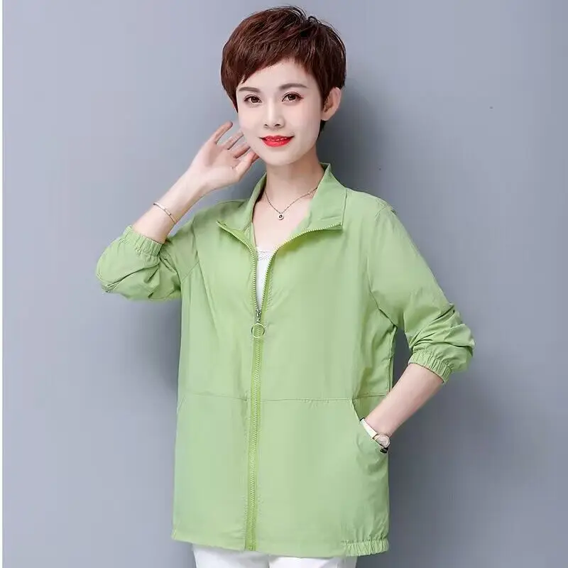 2023 New Women's Jackets Long Sleeve Sun-Protective Coat Female Windbreaker Korean Loose Zipper Pocket Windproof Top