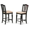 CHS-BLK-C Café Counter Height Kitchen Chairs - Linen Fabric Upholstered Solid Wood Chairs, Set of 2, 2