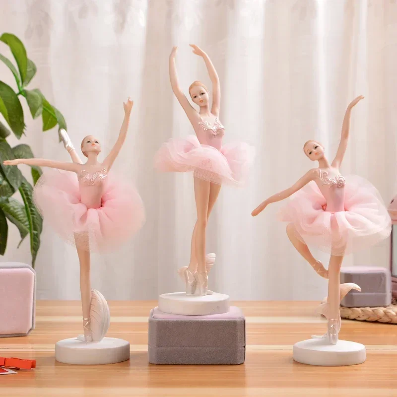 

Modern Ballet Dancing Girls Resin Ornaments Pink Kawaii Decor Birthday Gifts Home Room Figurines Decor Office Desktop Sculpture