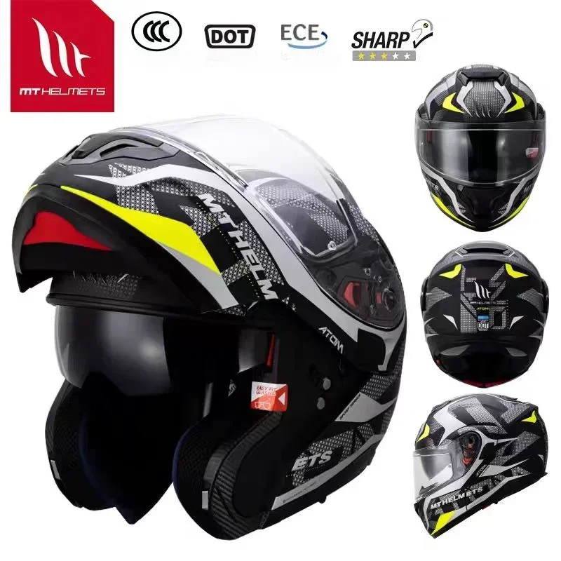 thumbnail image 1 of Casco de motocicleta MT ATOM SV abatible hacia arriba de doble lente todoterreno casco de competición en carretera certificación ECE DOT Capacete Cascos para motos Casco moto, 1 of 5