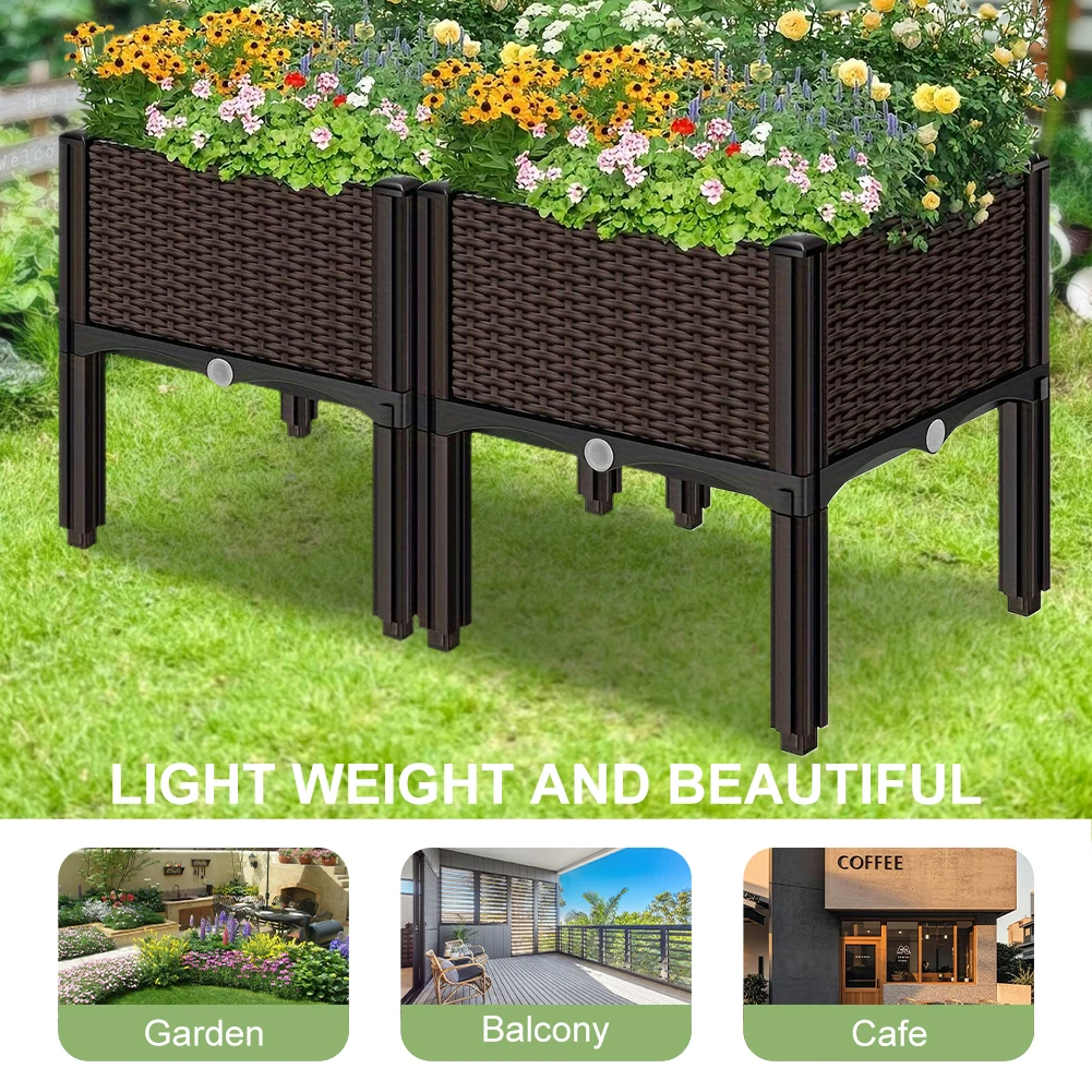 Elevated Plastic Raised Garden Bed Planter Outdoor Planters with Drainage Holes