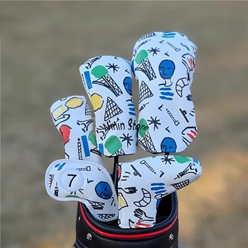 

Golf Woods Headcovers Covers for Driver 460CC #1 Fairway #3#5 Hybrid UT Putter Club Set Unisex Fashion Pattern for Adult Kids