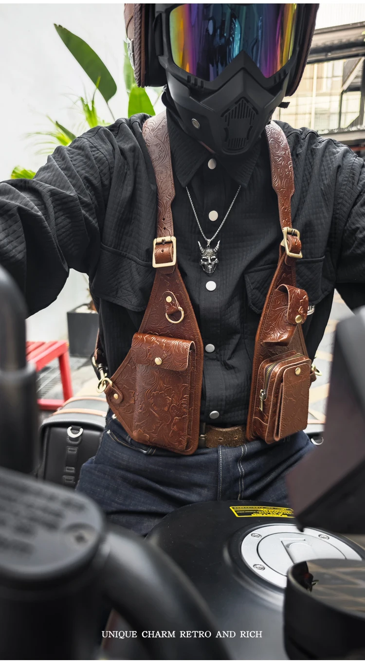 Anti-Diebstahl-Unterarm-Umhängetasche aus echtem Leder, taktische Achseltasche für Herren, Schulterholster, Aufbewahrungspackung – Detail 3