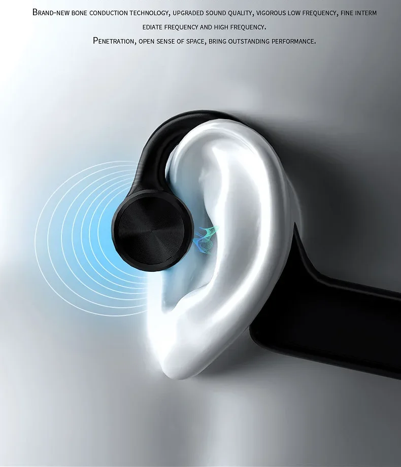 Bone Conduction Earphones Wireless Bluetooth 5.1 Headphones Outdoor Sport Earbuds Headset W Mic For Android Ios Support SD Card