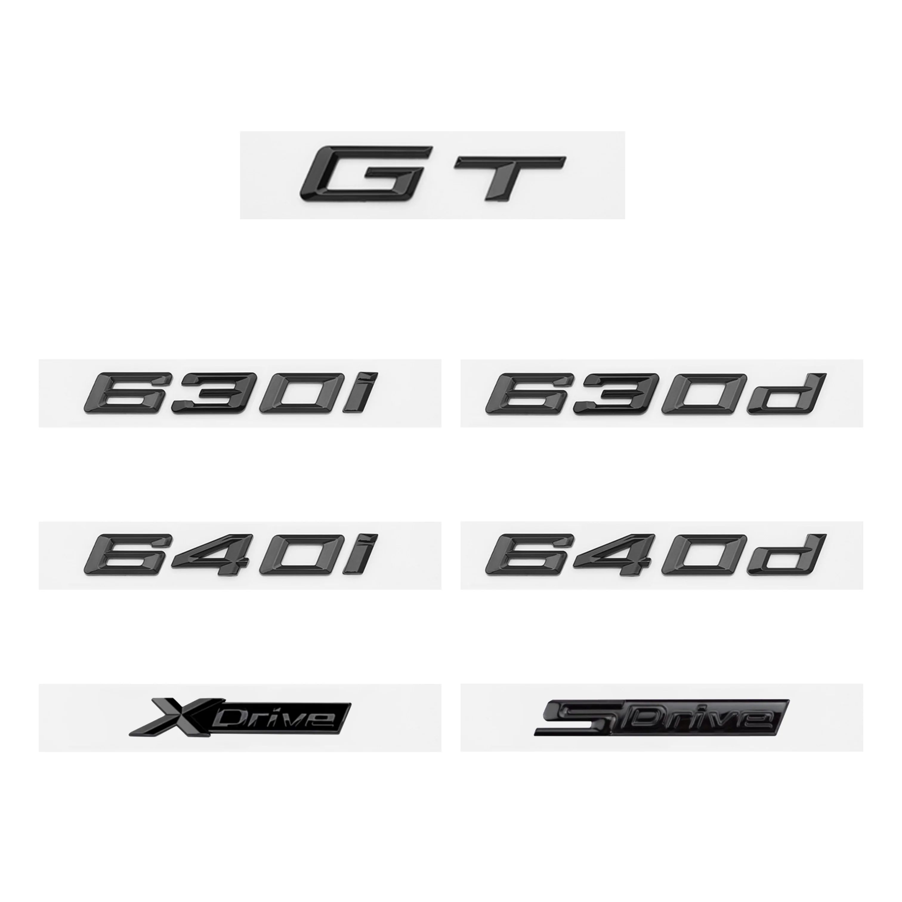 Glossy-Black-GT-630i-630d-640i-640d-XDrive-SDrive-ABS-Numbers-Letters ...
