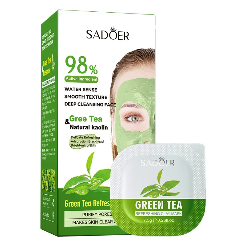 8pcs/box  Green Tea Mask Moisturizing Deep Clean Beauty Flask Skin Cream Facial Skin Care Products