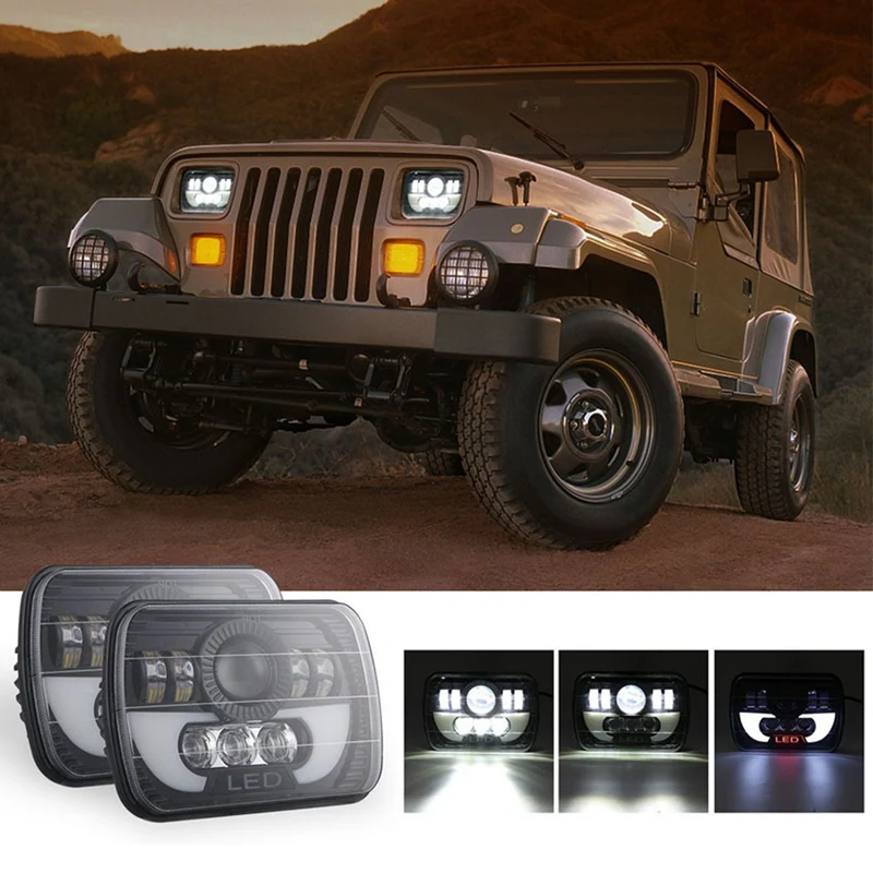 

5X7 Inch Square 7 Inch LED Headlight 6500K LED High/Low Turn Signal For Suzuki Samurai Jeep Wrangler Off Road