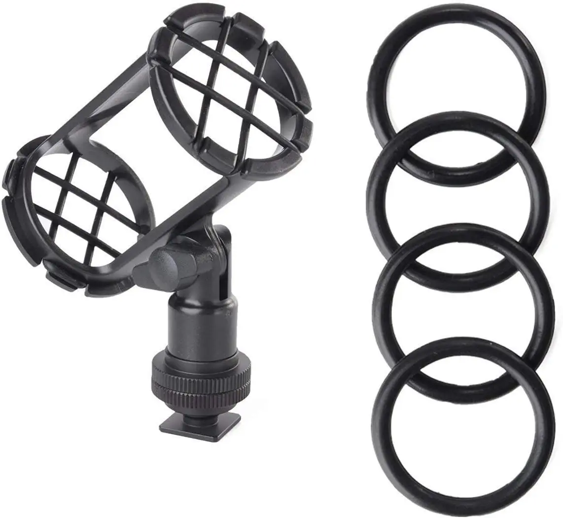 마이크 쇼크마운트 유니버설 홀더 클립(핫슈 마운트 포함) 샷건 마이크용 AKG D230 Sennheiser MKH-416 ME66 Rode NTG