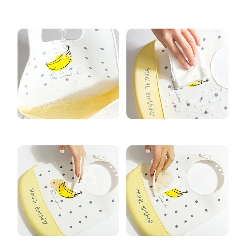 Waterproof Baby Bibs Baby Stuff Cute Cartoon Animal Printed Kids Bib Girl Boy Adjustable Soft Silicone Bib Baby Feeding Stuff 2