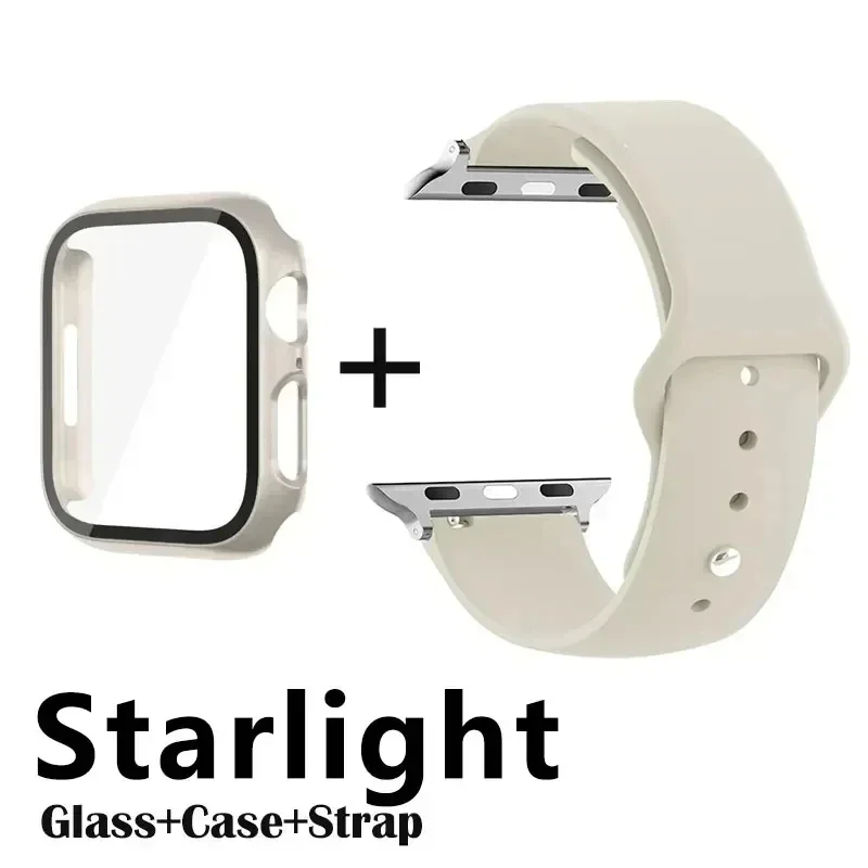 Premium Apple Watch Glass Protector, Case, and Strap Set