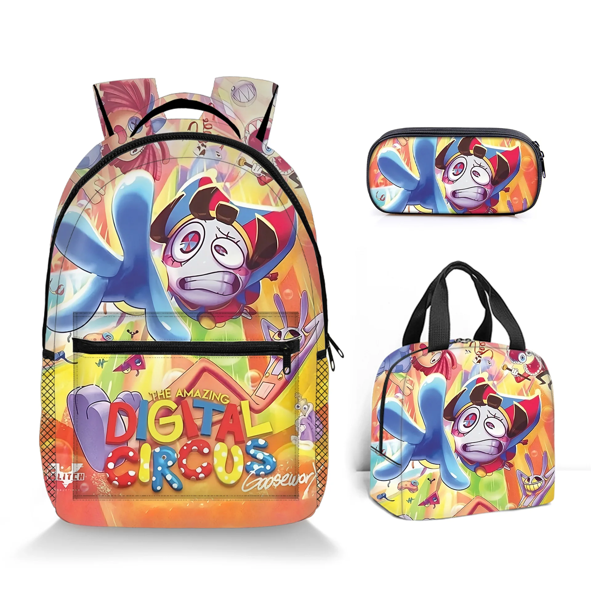 

Creative Fashion THE AMAZING DIGITAL CIRCUS 3D Print 3pcs/Set pupil School Bags Laptop Daypack Backpack Lunch bag Pencil Case