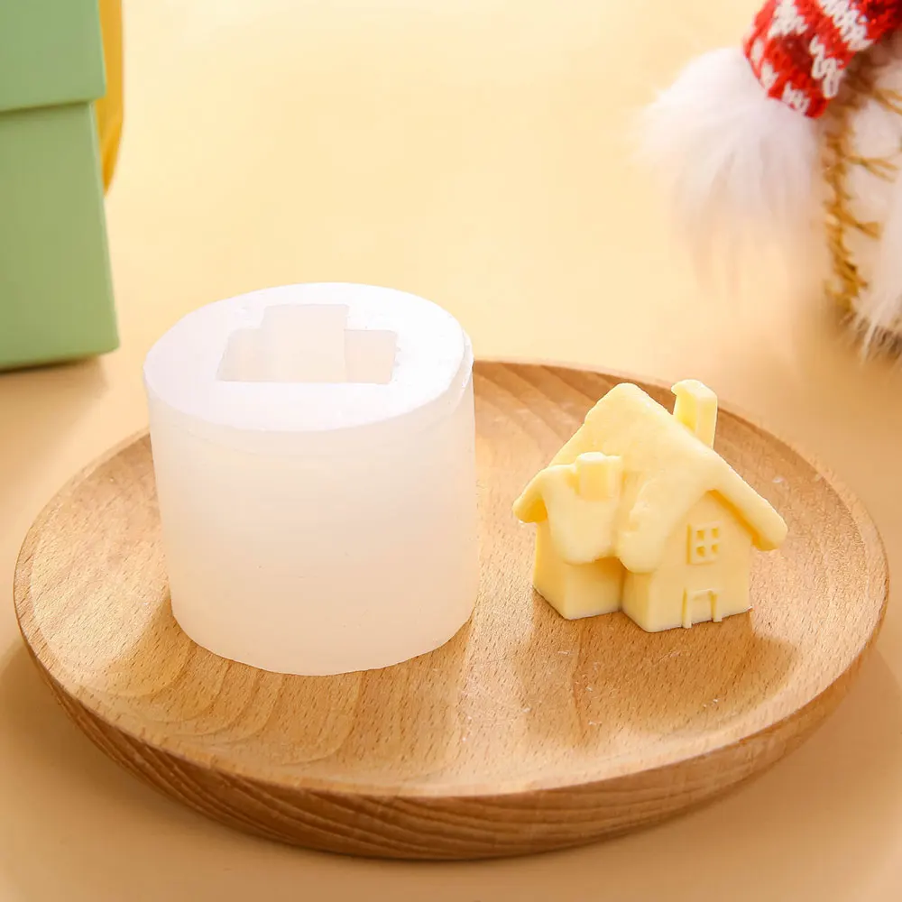 Description Picture 5 of itemFor Fun 3D Small House Castle Candle Silicone Mold Wooden House Aromatherapy Candles DIY Mold Home Crafts Ornaments Cake Mould