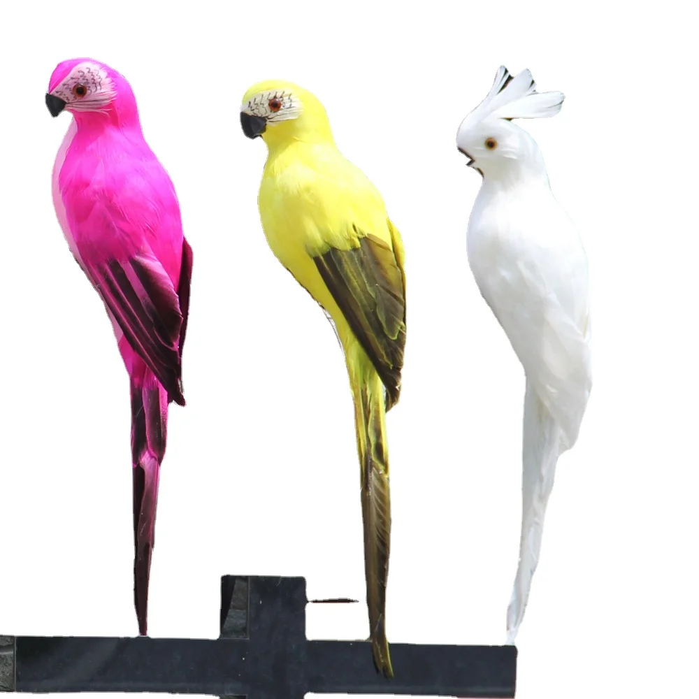 25cm Handmade Foam Feather Artificial Parrot Imitation Bird Model Figurine Foam Birds Parrot Home Garden Decoration Ornament