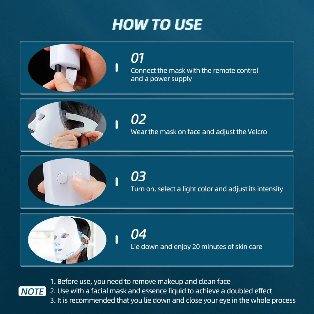 7 Colors LED Facial Mask Foreverlily Minimalism Photon Therapy Anti-Acne Wrinkle Removal Skin Rejuvenation Face Skin Care Tools led facial mask